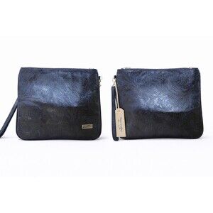 Agave Sky Printed Dark Blue 10"x8" Leather Western Wristlet Clutch Handbag